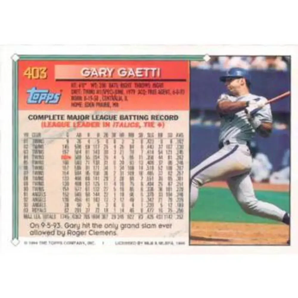 1994 Topps Gary Gaetti # 403 Kansas City Royals